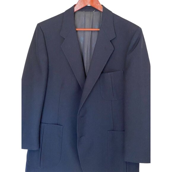 Oleg Cassini Black Blazer Men's Single Breasted 2 Button Vintage USA Union Made - Picture 2 of 11